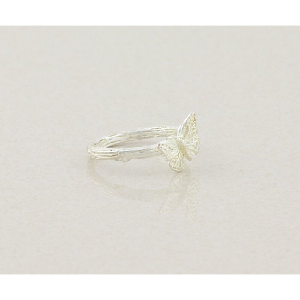 Sterling Silver Textured Butterfly Ring Size 8 1/4 - Picture 3 of 7